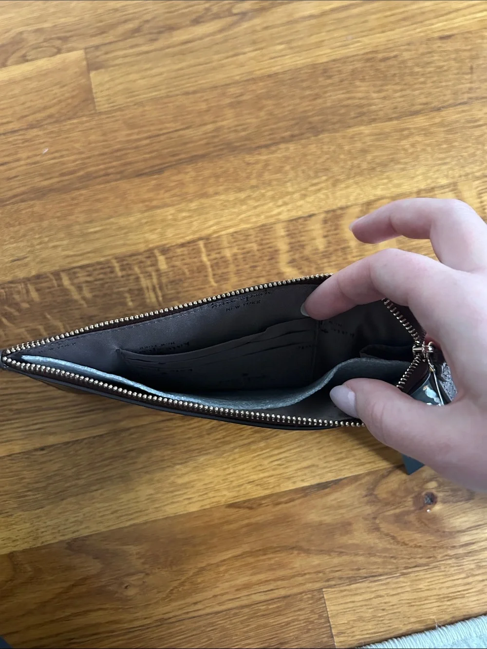 kate spade dark brown croc-embossed wristlet clutch